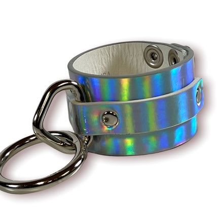 FB318RN   HOLOGRAPHIC RAINBOW BONDAGE WRIST CUFF