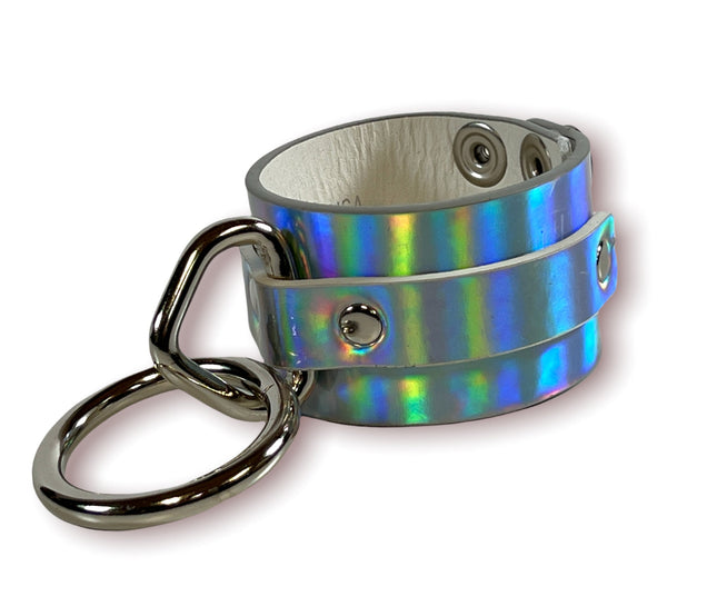 FB318RN   HOLOGRAPHIC RAINBOW BONDAGE WRIST CUFF
