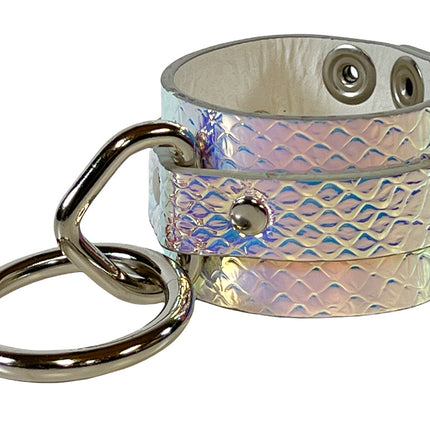 FB318RN   HOLOGRAPHIC RAINBOW BONDAGE WRIST CUFF