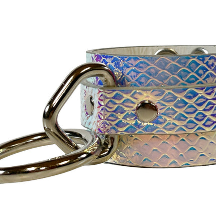FB318RN   HOLOGRAPHIC RAINBOW BONDAGE WRIST CUFF