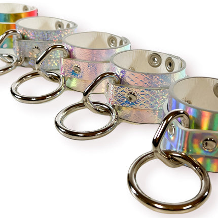 FB318RN   HOLOGRAPHIC RAINBOW BONDAGE WRIST CUFF