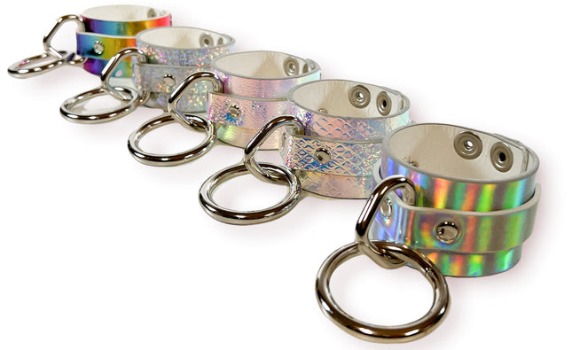 FB318RN   HOLOGRAPHIC RAINBOW BONDAGE WRIST CUFF