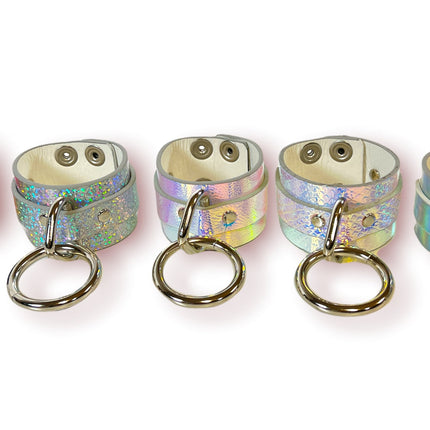 FB318RN   HOLOGRAPHIC RAINBOW BONDAGE WRIST CUFF