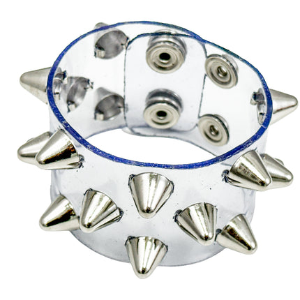 FB345 3 ROWS OF UK77 STUDS BRACELET PVC CLEAR