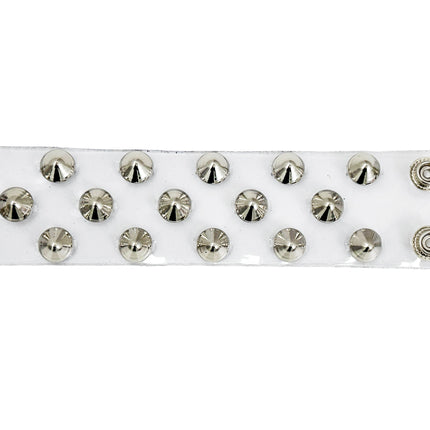 FB346 VN-CLR 3 ROWS OF 1/2" CONICAL  STUDS BRACELET PVC CLEAR