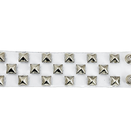 B347 VN-CLR 3 ROWS OF 1/2" PYRAMID  STUDS BRACELET PVC CLEAR
