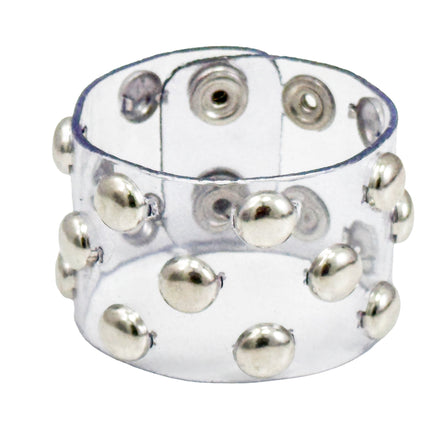FB346 VN-CLR 3 ROWS OF 1/2" ROUND   STUDS BRACELET PVC CLEAR