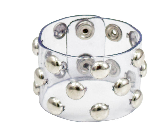 FB346 VN-CLR 3 ROWS OF 1/2" ROUND   STUDS BRACELET PVC CLEAR