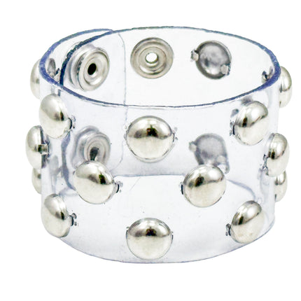 FB346 VN-CLR 3 ROWS OF 1/2" ROUND   STUDS BRACELET PVC CLEAR