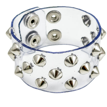 FB349 VN-CLR 3 ROWS SMALL ROUND STUDS BRACELET PVC CLEAR