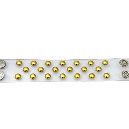 FB349 VN-CLR 3 ROWS SMALL ROUND STUDS BRACELET PVC CLEAR