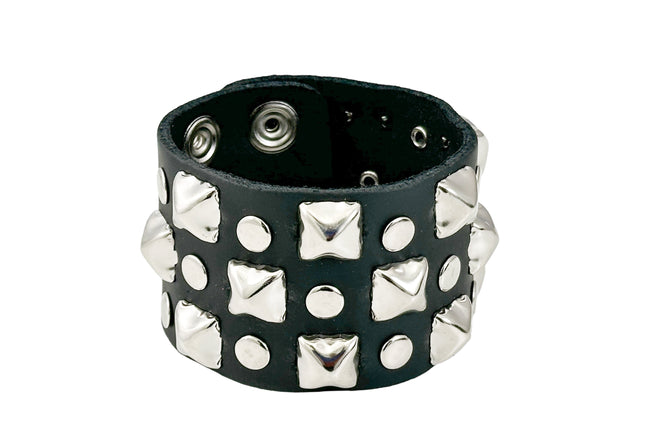 FB351 3 ROWS OF PYRAMID  STUDS BRACELET