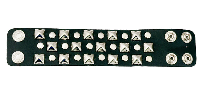 FB351 3 ROWS OF PYRAMID  STUDS BRACELET