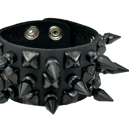 FB354 3 ROWS OF 1" SPIKE & STUDS BRACELET