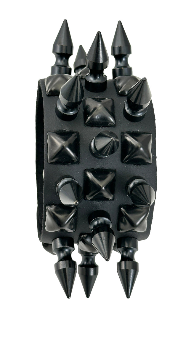 FB354 3 ROWS OF 1" SPIKE & STUDS BRACELET