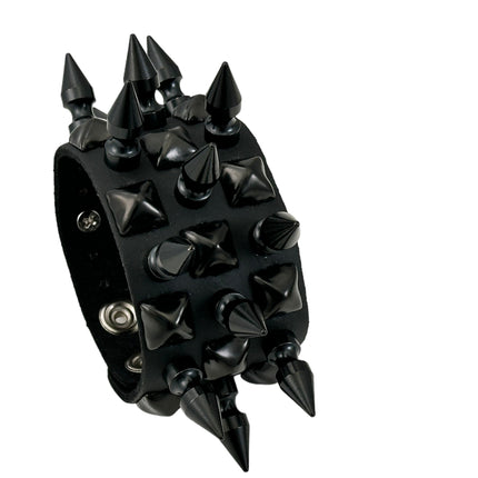 FB354 3 ROWS OF 1" SPIKE & STUDS BRACELET