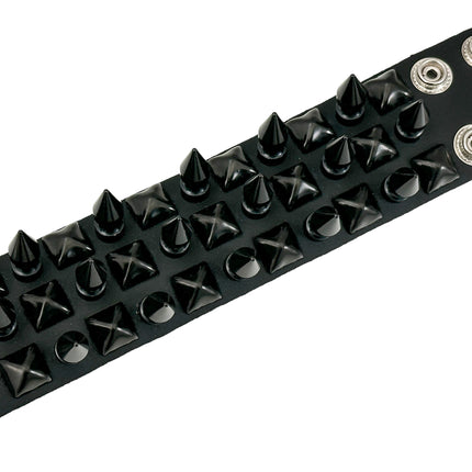 FB354 3 ROWS OF 1" SPIKE & STUDS BRACELET