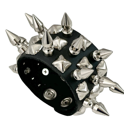 FB354 3 ROWS OF 1" SPIKE & STUDS BRACELET