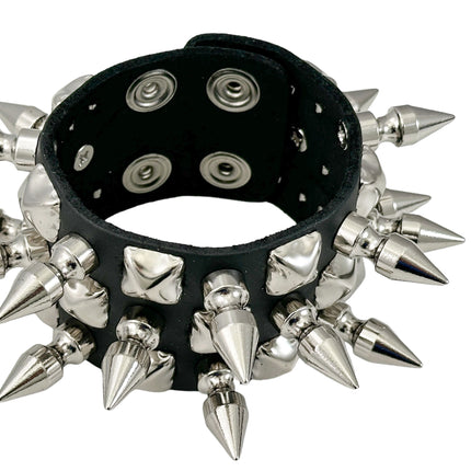 FB354 3 ROWS OF 1" SPIKE & STUDS BRACELET