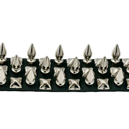 FB354 3 ROWS OF 1" SPIKE & STUDS BRACELET