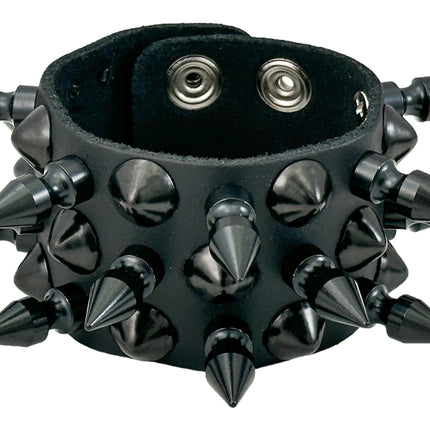 FB356 3 ROWS OF 1" SPIKE & 1/2" CONE STUDS BRACELET