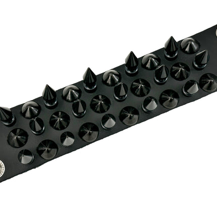 FB356 3 ROWS OF 1" SPIKE & 1/2" CONE STUDS BRACELET