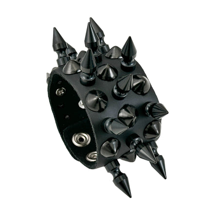 FB356 3 ROWS OF 1" SPIKE & 1/2" CONE STUDS BRACELET