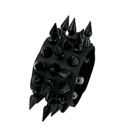 FB357 3 ROWS OF 1" SPIKE & UK77 STUDS BRACELET