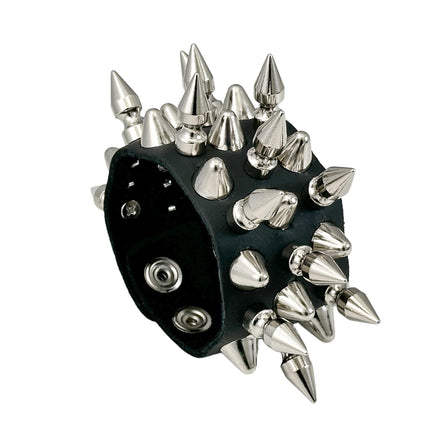 FB357 3 ROWS OF 1" SPIKE & UK77 STUDS BRACELET