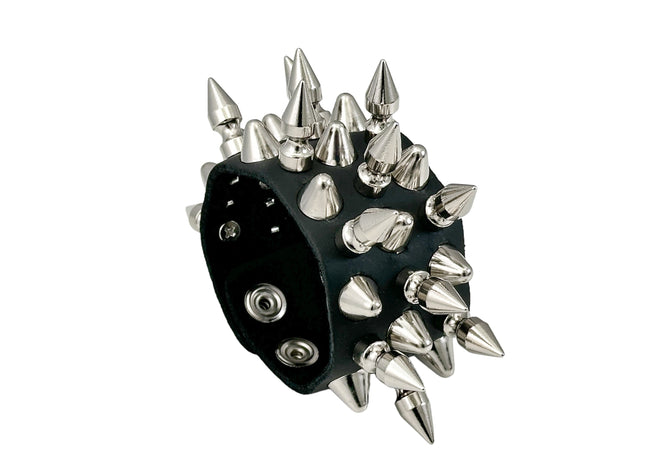 FB357 3 ROWS OF 1" SPIKE & UK77 STUDS BRACELET