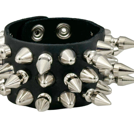 FB357 3 ROWS OF 1" SPIKE & UK77 STUDS BRACELET