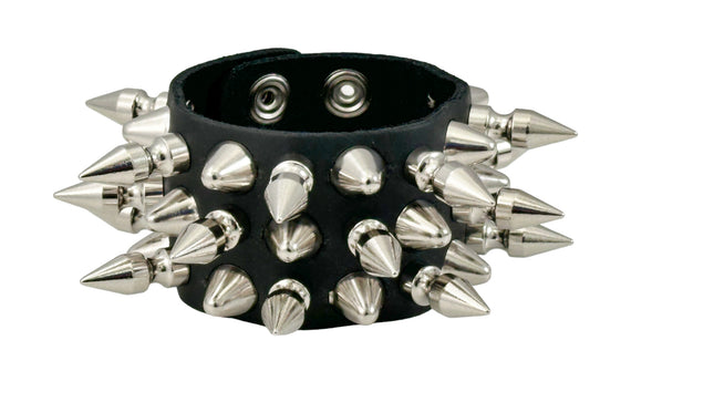 FB357 3 ROWS OF 1" SPIKE & UK77 STUDS BRACELET