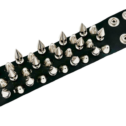 FB357 3 ROWS OF 1" SPIKE & UK77 STUDS BRACELET