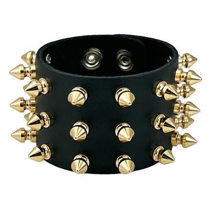 FB361 3 ROWS OF 1/2" SPIKE HEAVY WEIGHT BRACELET