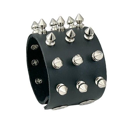 FB361 3 ROWS OF 1/2" SPIKE HEAVY WEIGHT BRACELET