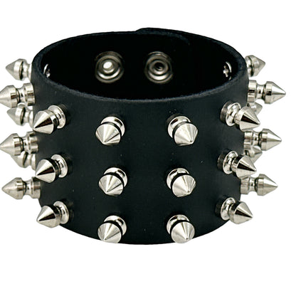 FB361 3 ROWS OF 1/2" SPIKE HEAVY WEIGHT BRACELET