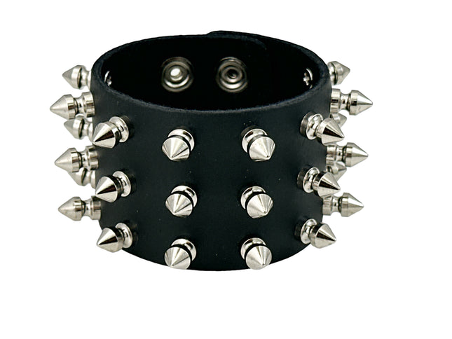 FB361 3 ROWS OF 1/2" SPIKE HEAVY WEIGHT BRACELET