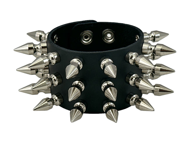 FB362  3 ROWS OF 1" SPIKE HEAVY WEIGHT BRACELET