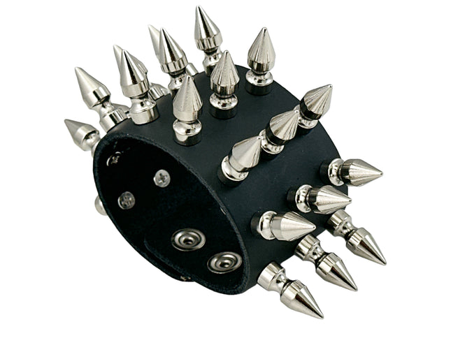 FB362  3 ROWS OF 1" SPIKE HEAVY WEIGHT BRACELET