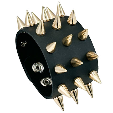 FB363 3 ROWS OF CONE SPIKE HEAVY WEIGHT BRACELET