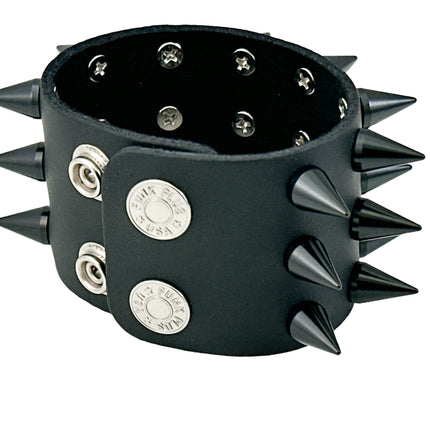 FB363 3 ROWS OF CONE SPIKE HEAVY WEIGHT BRACELET