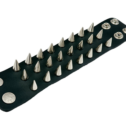 FB363 3 ROWS OF CONE SPIKE HEAVY WEIGHT BRACELET