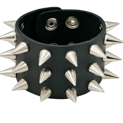 FB363 3 ROWS OF CONE SPIKE HEAVY WEIGHT BRACELET