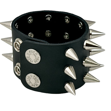 FB363 3 ROWS OF CONE SPIKE HEAVY WEIGHT BRACELET