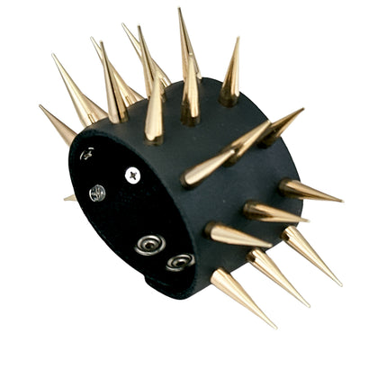 FB364 3 ROWS OF PIN/TALL SPIKE HEAVY WEIGHT BRACELET