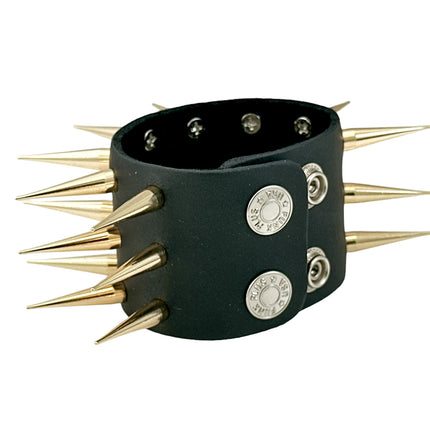 FB364 3 ROWS OF PIN/TALL SPIKE HEAVY WEIGHT BRACELET