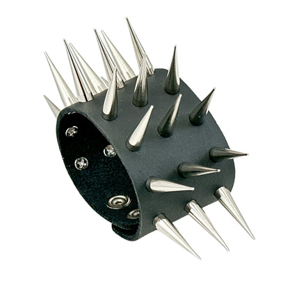 FB364 3 ROWS OF PIN/TALL SPIKE HEAVY WEIGHT BRACELET
