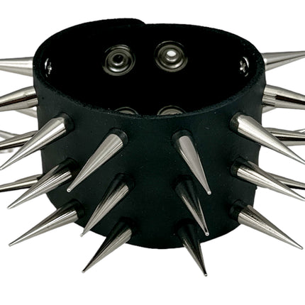 FB364 3 ROWS OF PIN/TALL SPIKE HEAVY WEIGHT BRACELET