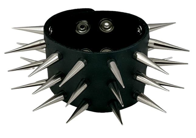 FB364 3 ROWS OF PIN/TALL SPIKE HEAVY WEIGHT BRACELET