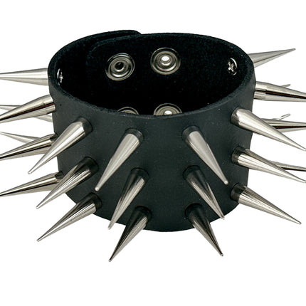 FB364 3 ROWS OF PIN/TALL SPIKE HEAVY WEIGHT BRACELET